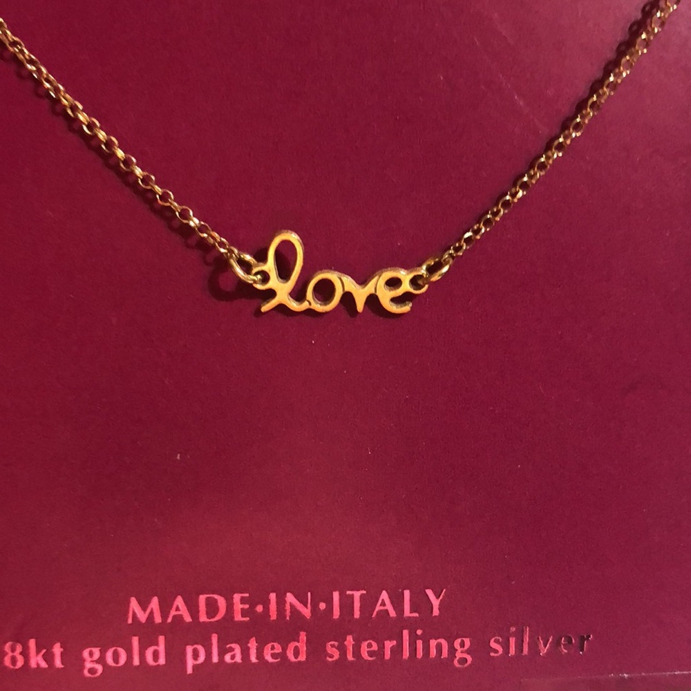 18kt Gold plated Sterling Silver Love Necklace by Lucia Mara